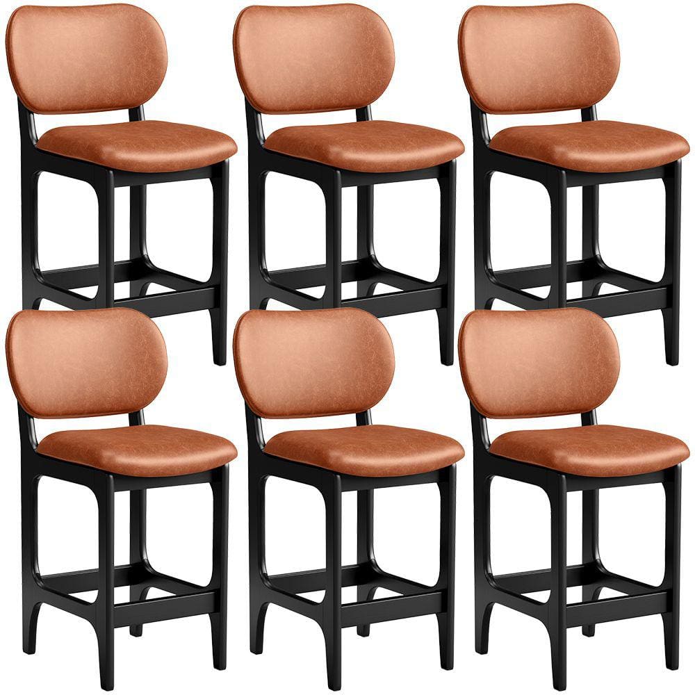 Kit 06 Banquetas Baixa Bar Cozinha E Sala De Jantar Fixa Betta L02 Preto Couríssimo Camel - Lyam Decor