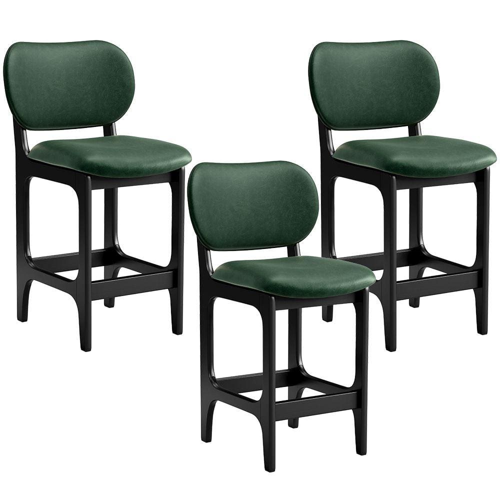 Kit 03 Banquetas Baixa Bar Cozinha E Sala De Jantar Fixa Betta L02 Preto Facto Verde Musgo - Lyam Decor