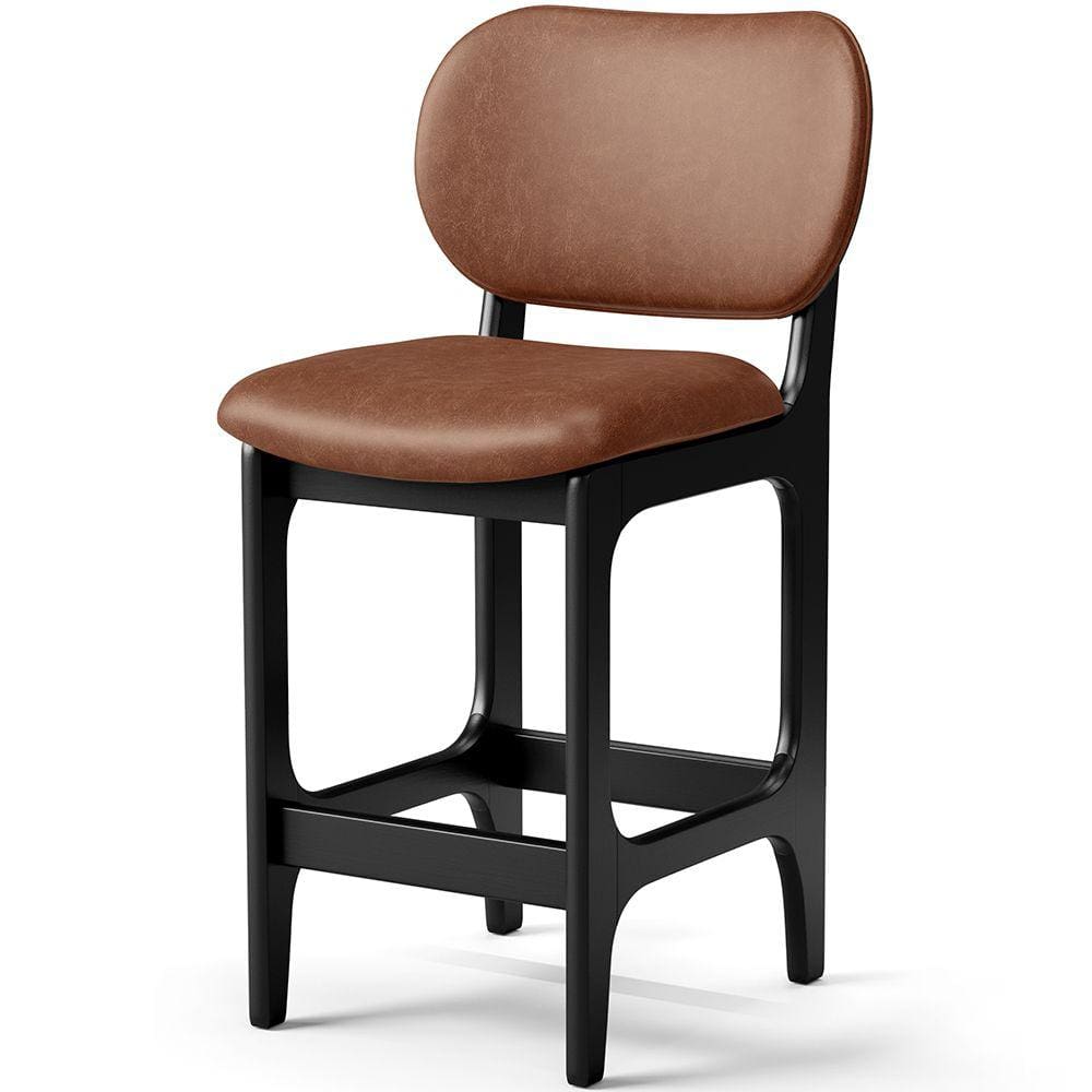 Banqueta Baixa Bar Cozinha E Sala De Jantar Fixa Betta L02 Preto Couríssimo Marrom - Lyam Decor