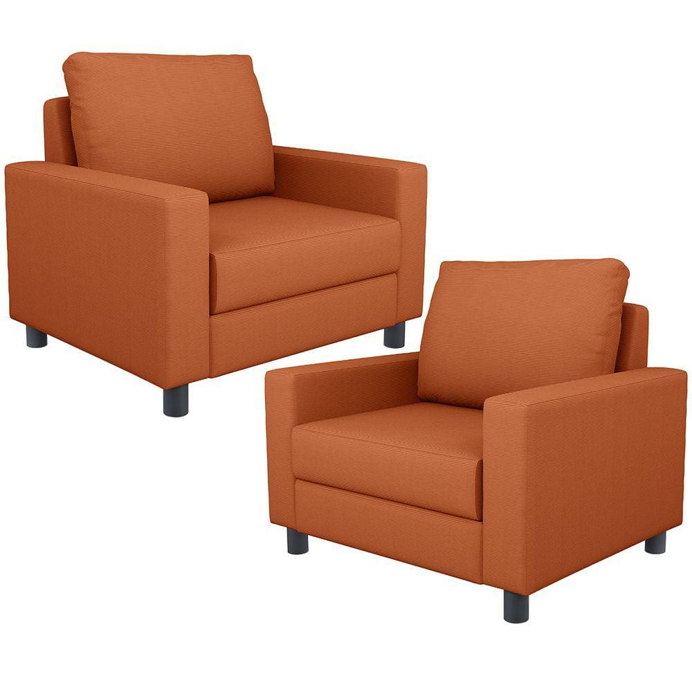 Kit 02 Poltronas Decorativa Para Sala De Estar E Recepção Malta L02 Tecido Terracota - Lyam Decor
