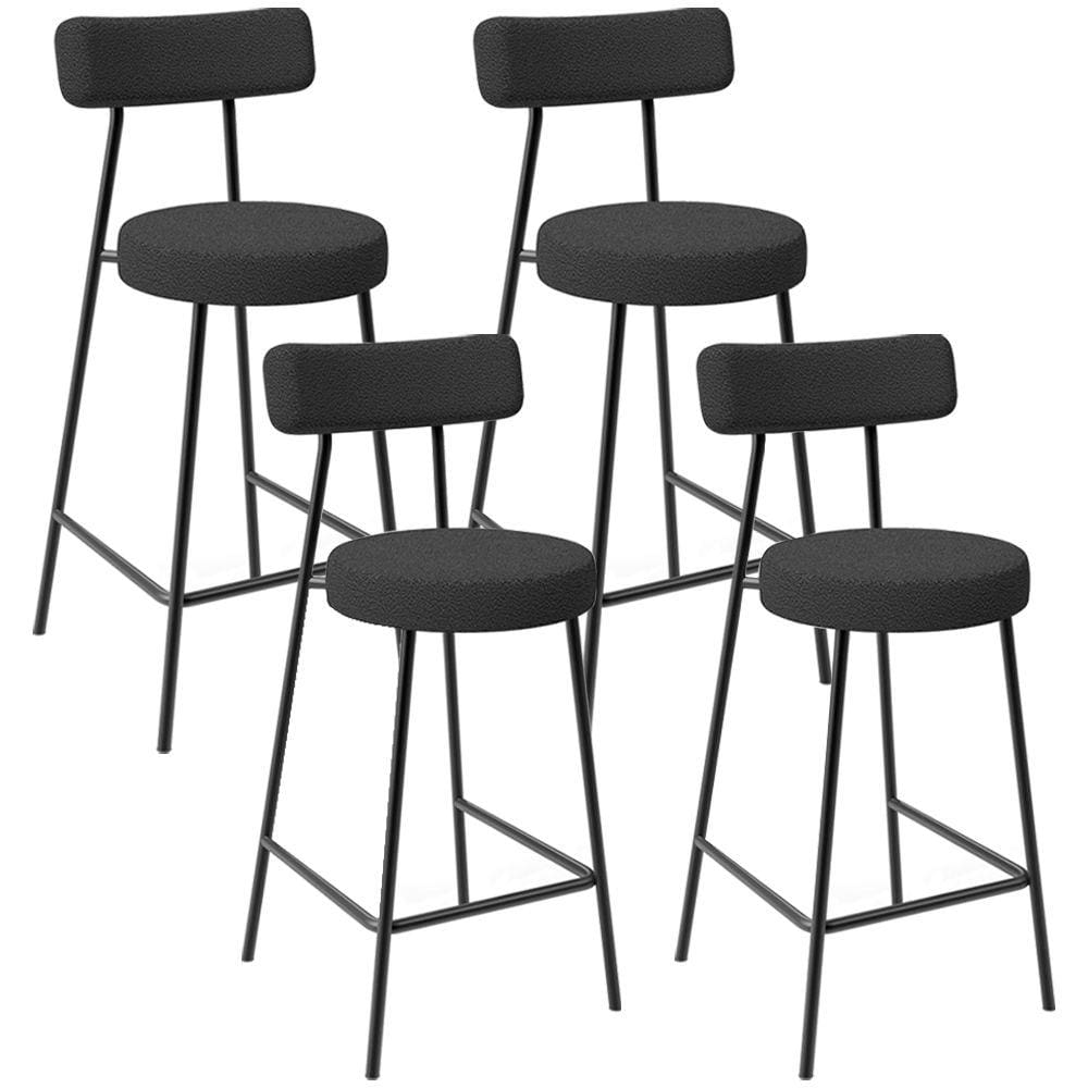 Kit 04 Banquetas Baixa Para Cozinha Sala De Jantar Bancada Milão L02 Bouclê Preto -LyamDecor