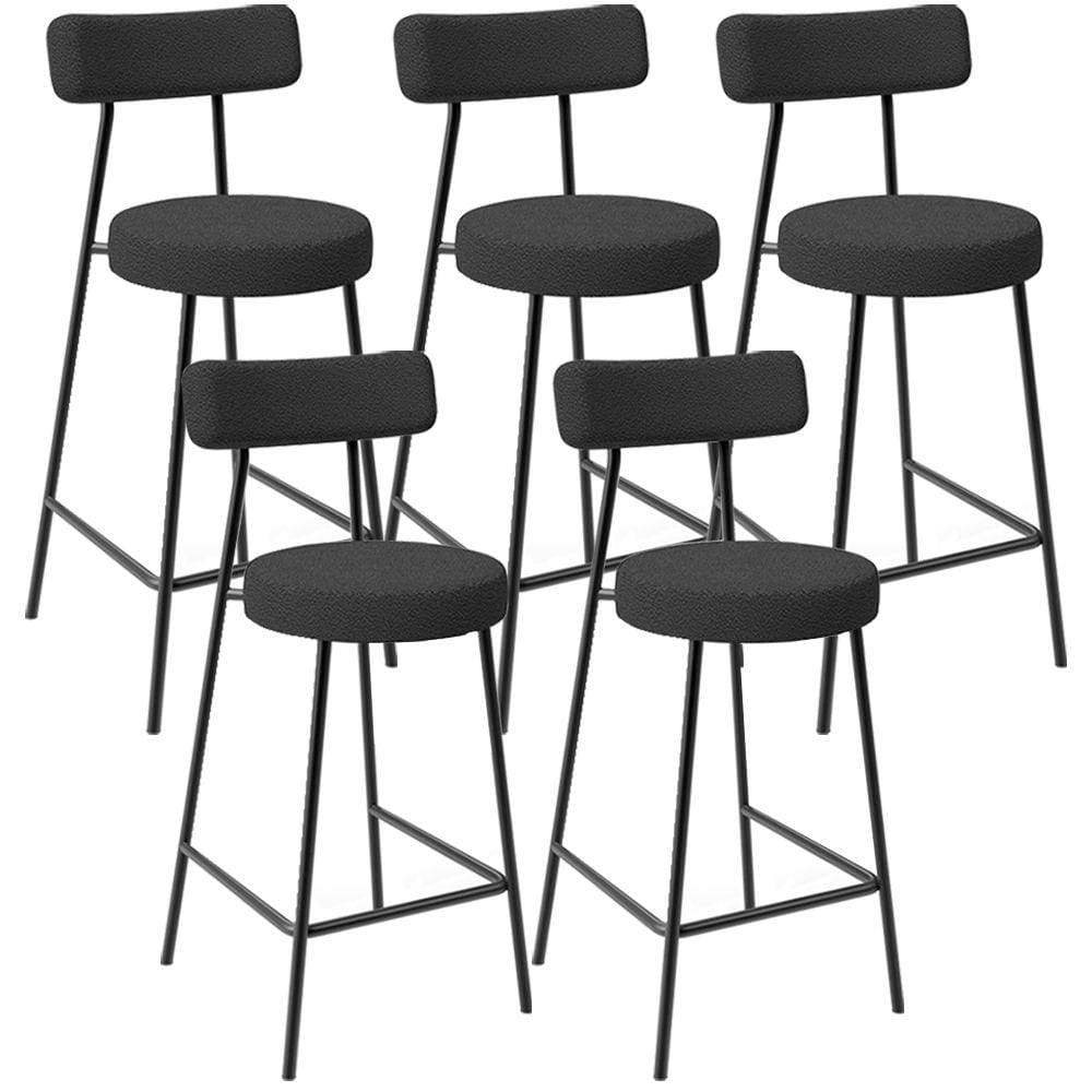 Kit 05 Banquetas Baixa Para Cozinha Sala De Jantar Bancada Milão L02 Bouclê Preto -LyamDecor