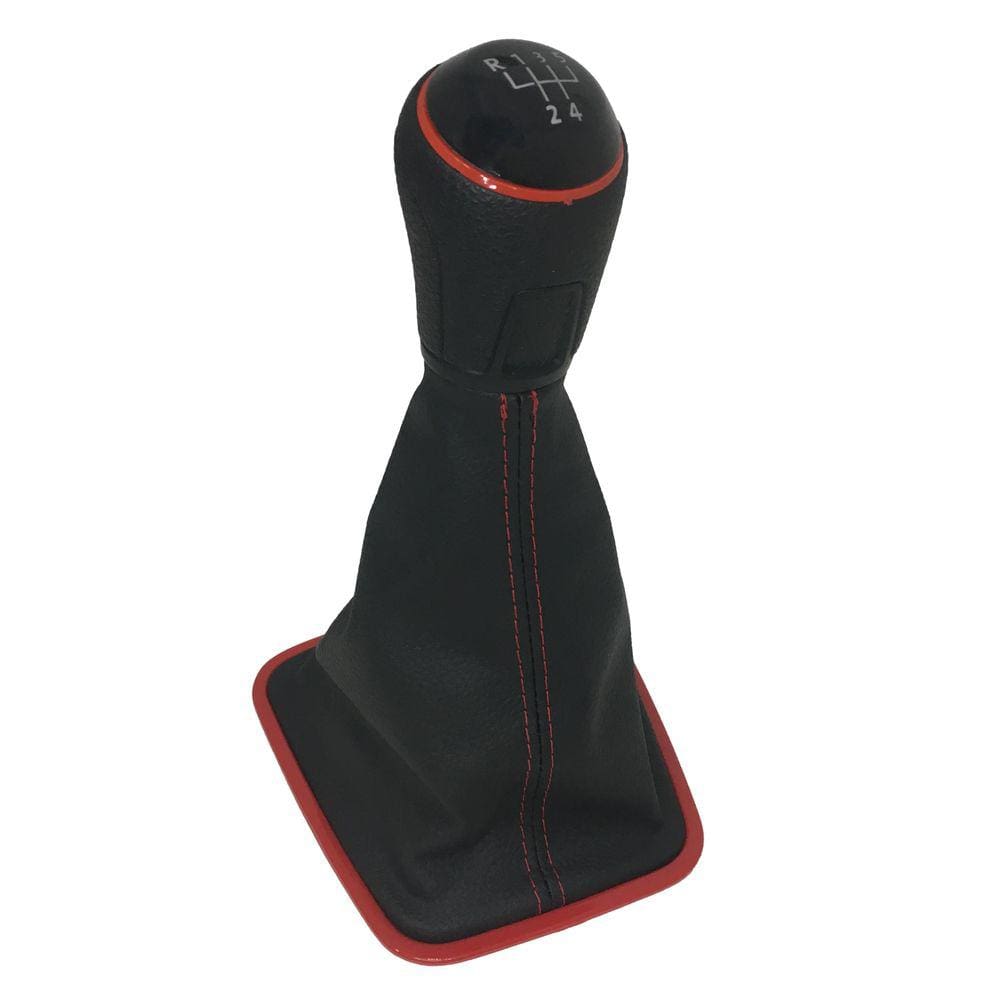 Manopla Bola Câmbio Coifa Fox Spacefox Costura Base Vermelha