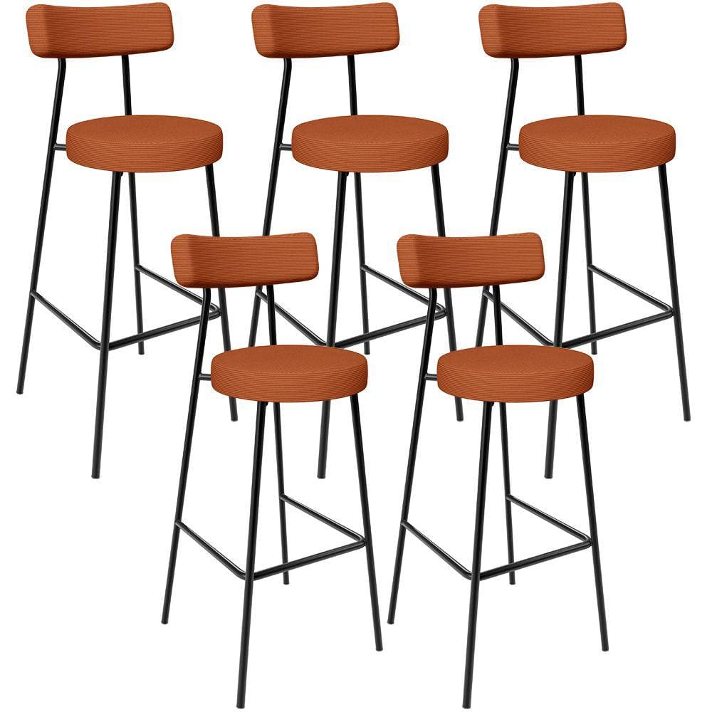 Kit 05 Banquetas Alta Bar Cozinha Sala De Jantar Em Aço Milão L02 Tecido Terracota - Lyam Decor