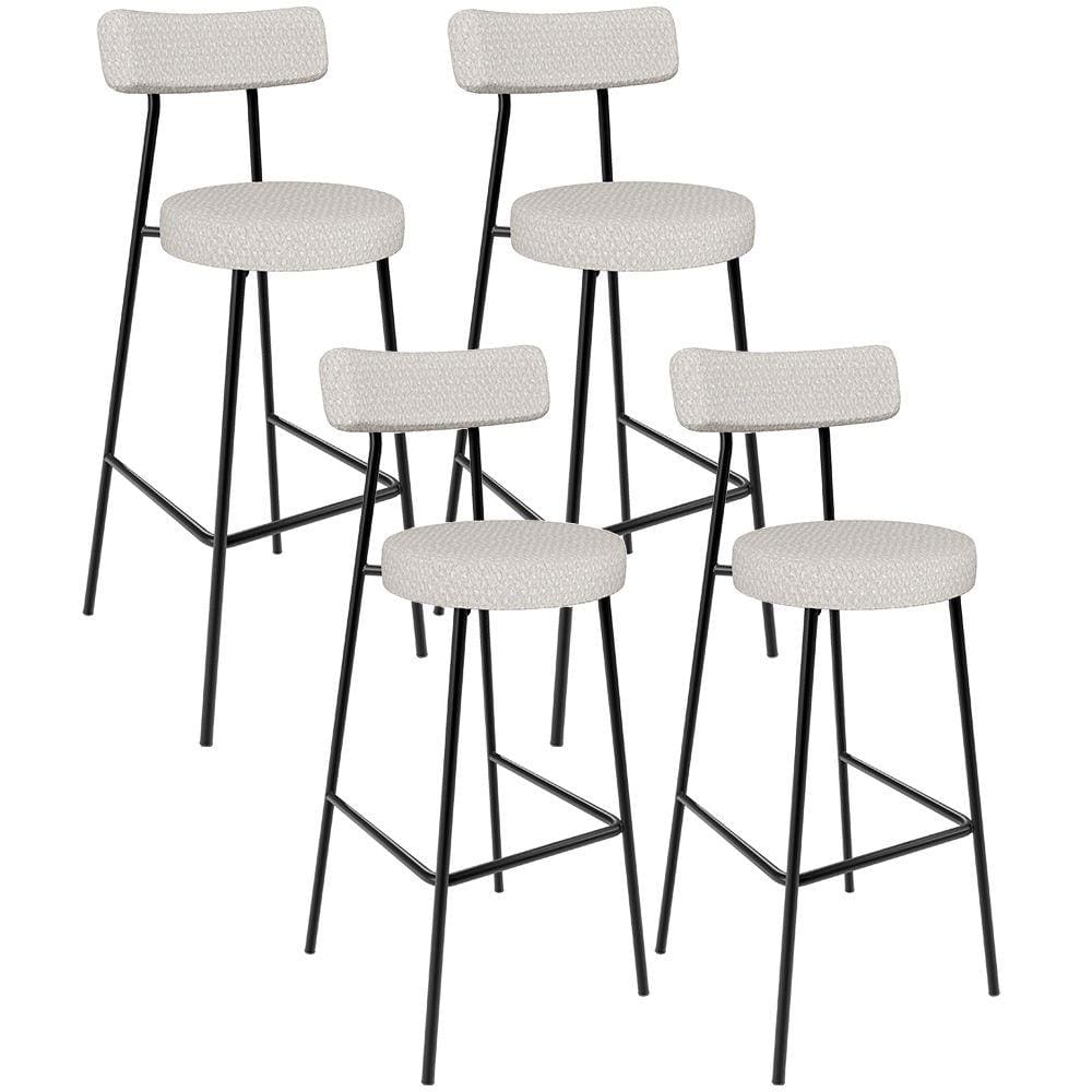 Kit 04 Banquetas Altas Bar Cozinha Sala De Jantar Em Aço Milão L02 Bouclê Cru - Lyam Decor