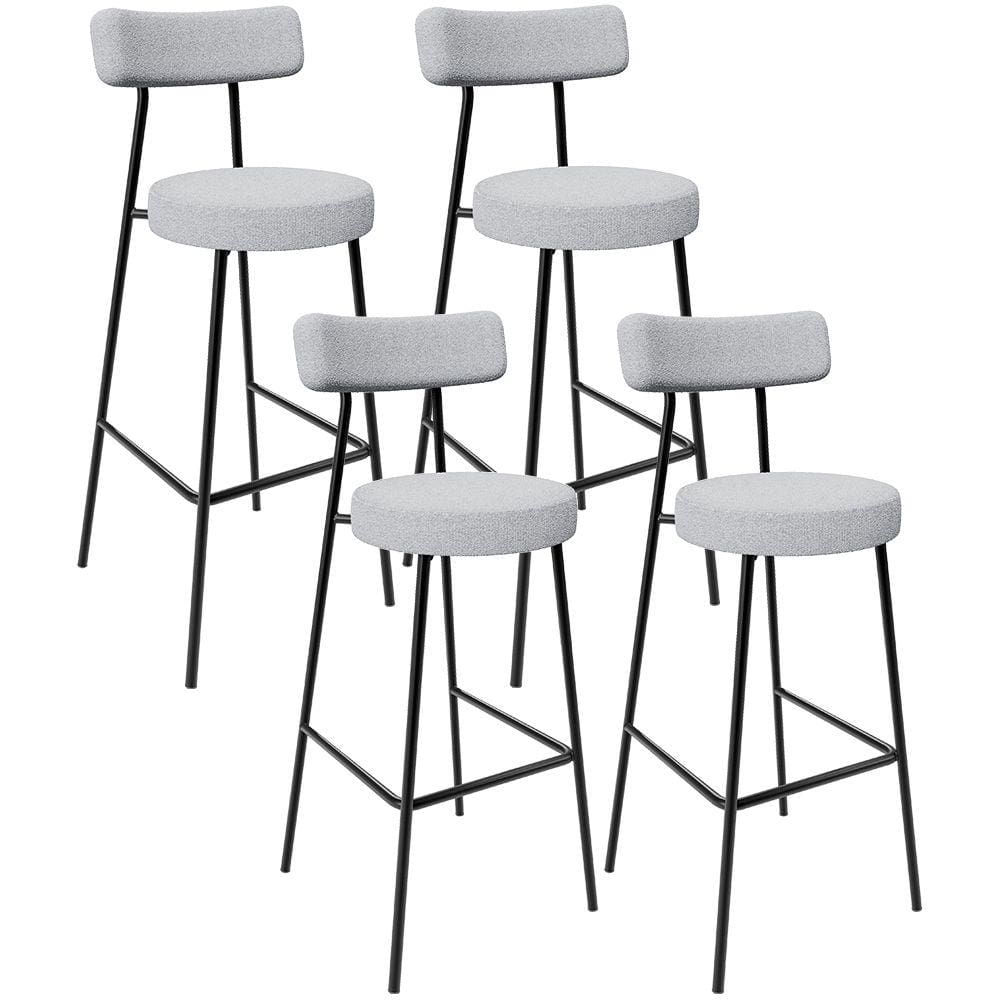 Kit 04 Banquetas Altas Bar Cozinha Sala De Jantar Em Aço Milão L02 Bouclê Cinza - Lyam Decor