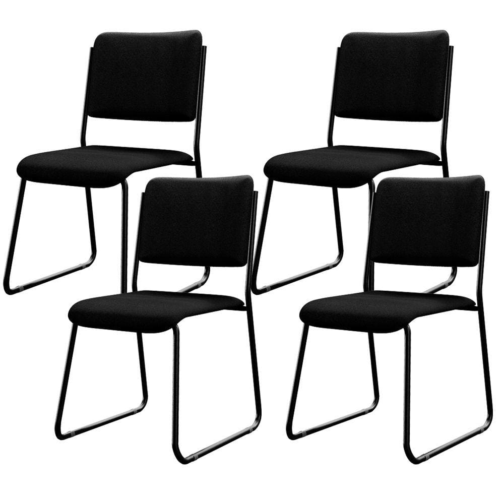 Kit 04 Cadeiras Hoteleira Auditório Empilhável Inter L02 Crepe Preto - Lyam Decor