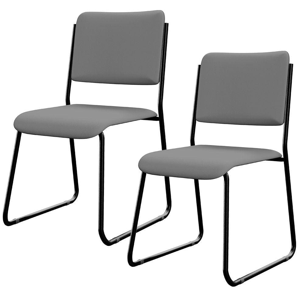 Kit 02 Cadeiras Hoteleira Auditório Empilhável Inter L02 Facto Cinza - Lyam Decor