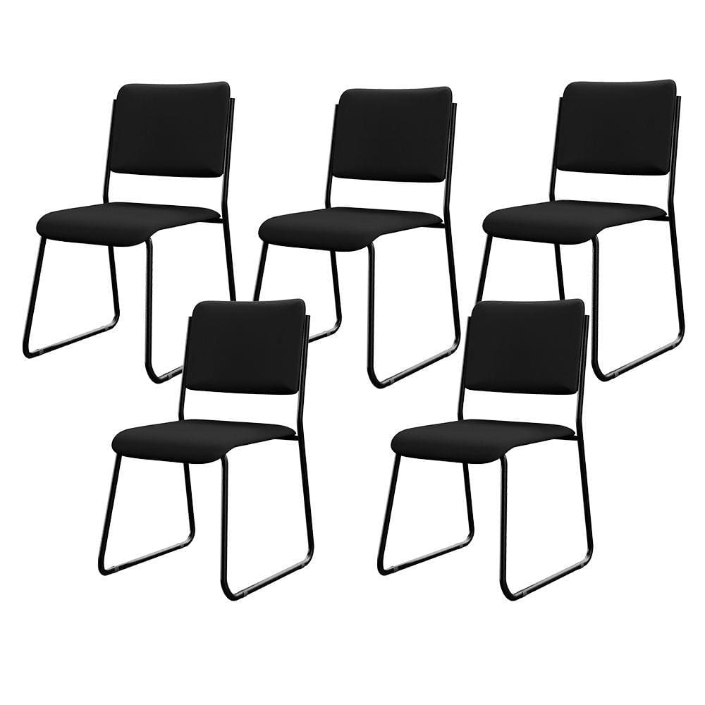 Kit 05 Cadeiras Hoteleira Auditório Empilhável Inter L02 Facto Preto - Lyam Decor