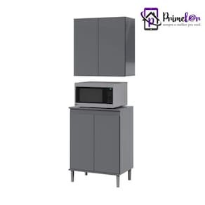 Conjunto Armário Aéreo e Balcão Microondas Para Cozinha 02 Portas EJ