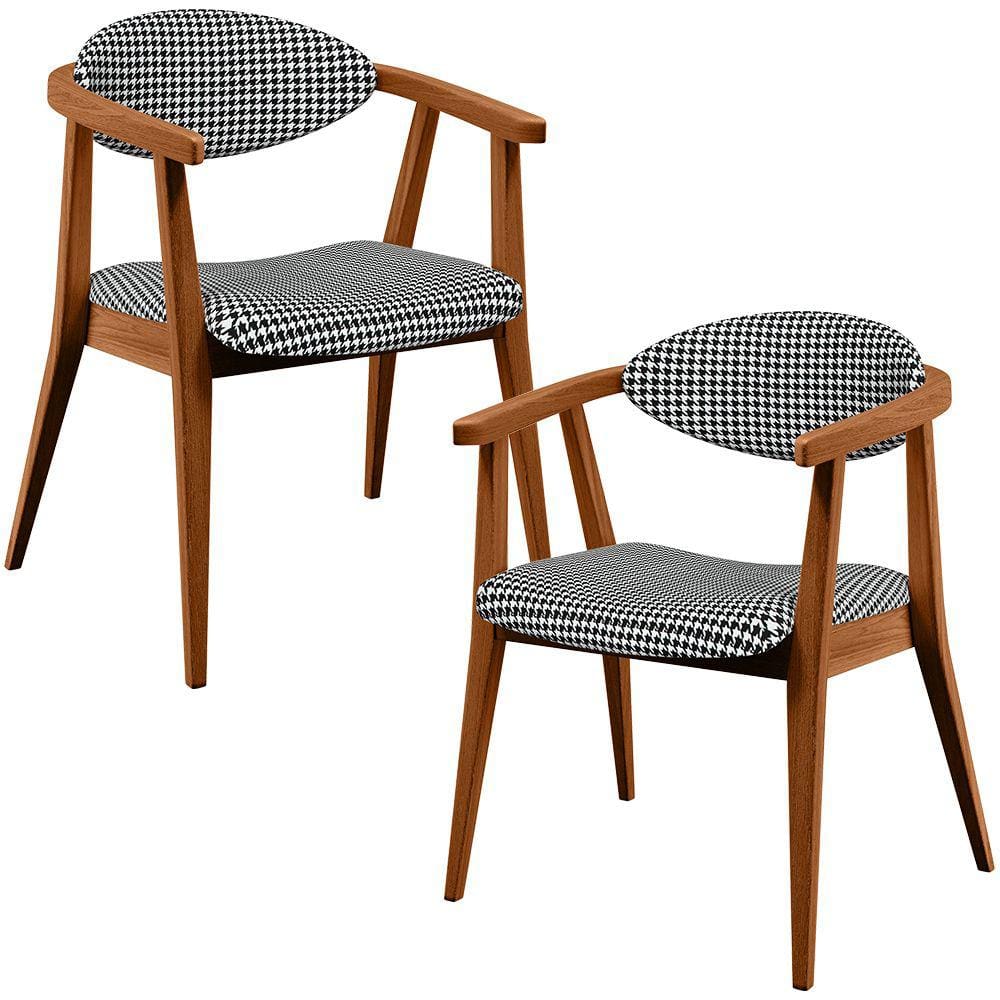 Kit 02 Poltronas Decorativas Para Sala de Estar Jantar Cecília L02 Pied Poule - Lyam Decor