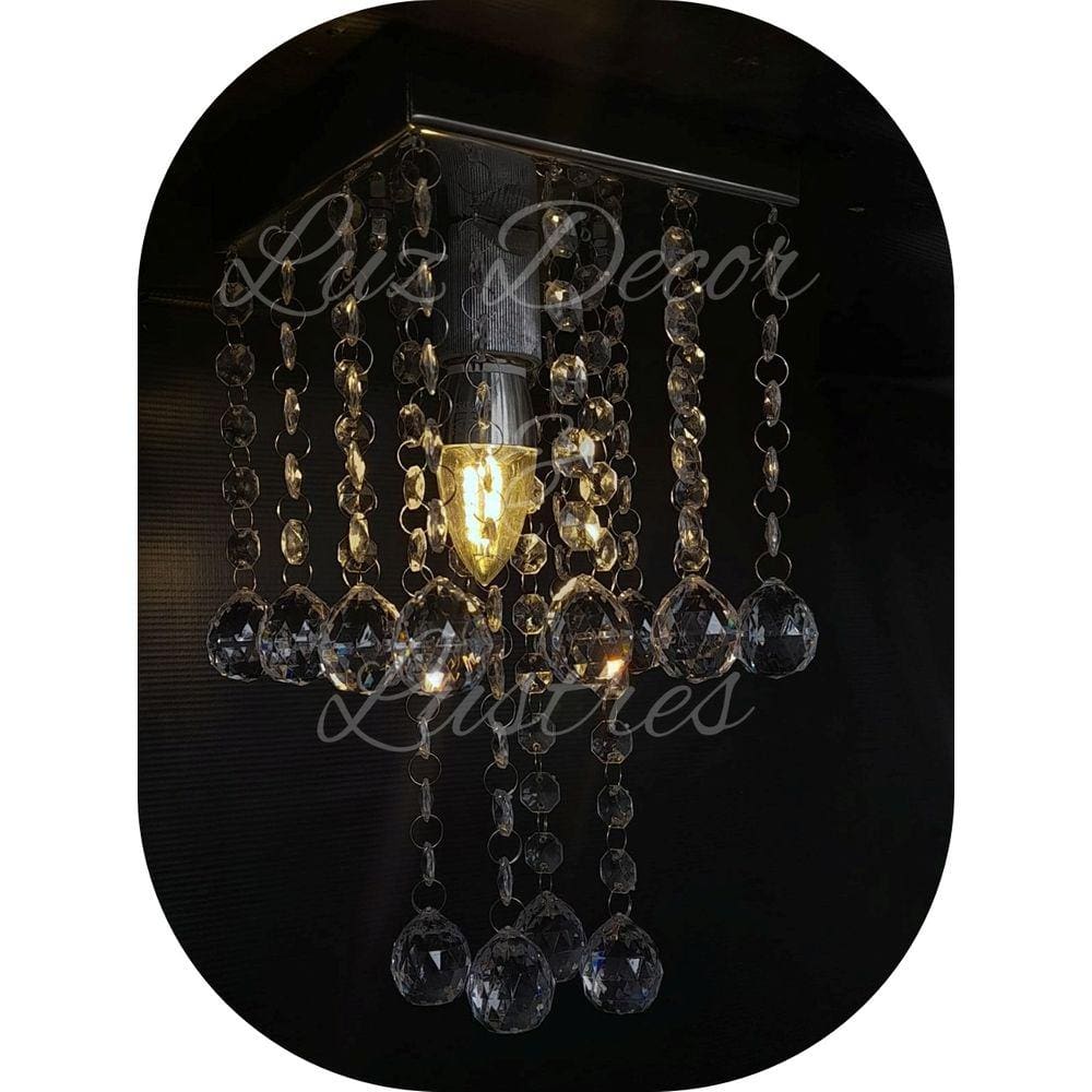 Lustre Moderno De Acrílico Com Base Espelhada 14x14cm