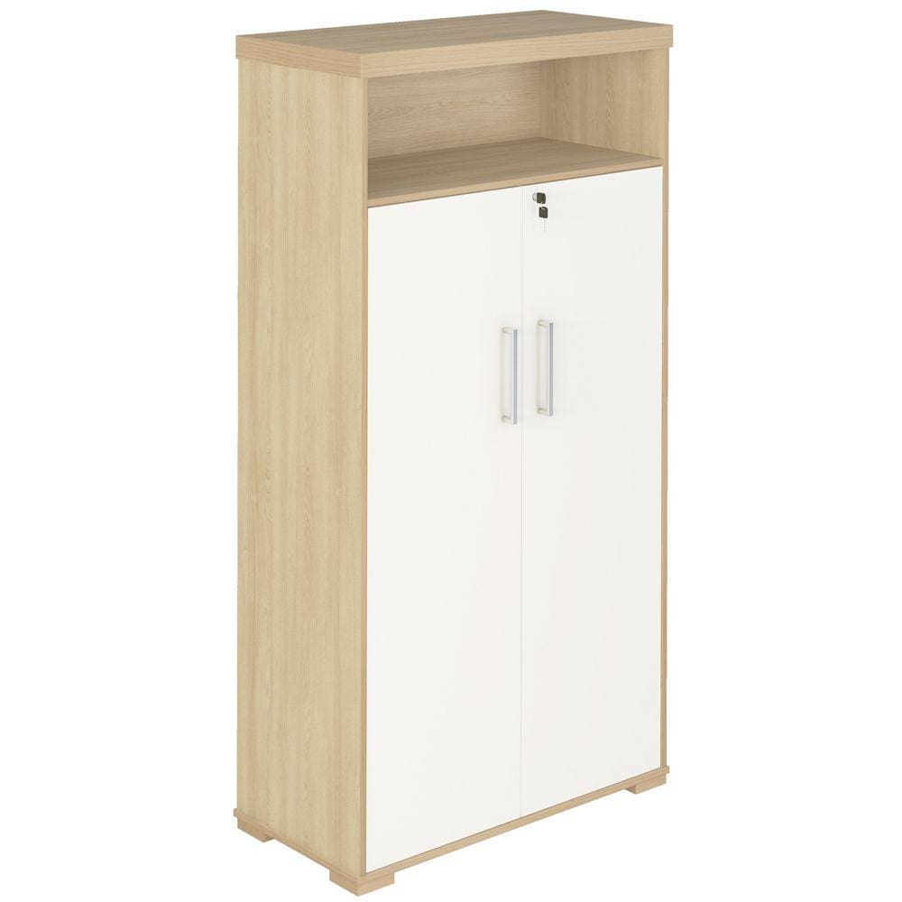 Armário Multiuso Office Com 2 Portas E Nicho Atria Executiva 173cm A02 Carvalho Branco - Lyam Decor