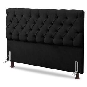 Cabeceira Cama Box Solteiro Lylla 90cm Capitonê com Frame Suede Preto - Abmaza