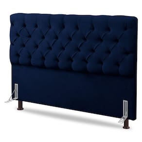 Cabeceira Cama Box Solteiro Lylla 90cm Capitonê com Frame Veludo Azul Marinho - Abmaza