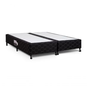 Cama Box Simples Castor Poli Preto 158x198x27cm