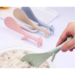 Colher De Arroz De Plástico Com Pé Pezinho Esquilo – Rosa