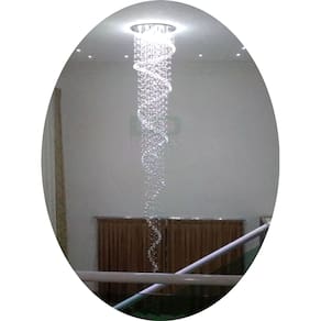 Lustre De Cristal Espiral Com Base De Inox 60cm De Diâmetro