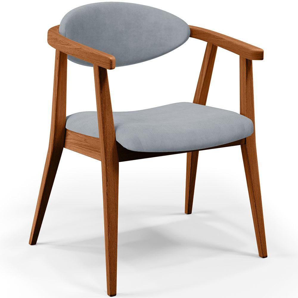 Poltrona Decorativa Para Sala de Estar Jantar Cecília L02 Suede Cinza - Lyam Decor