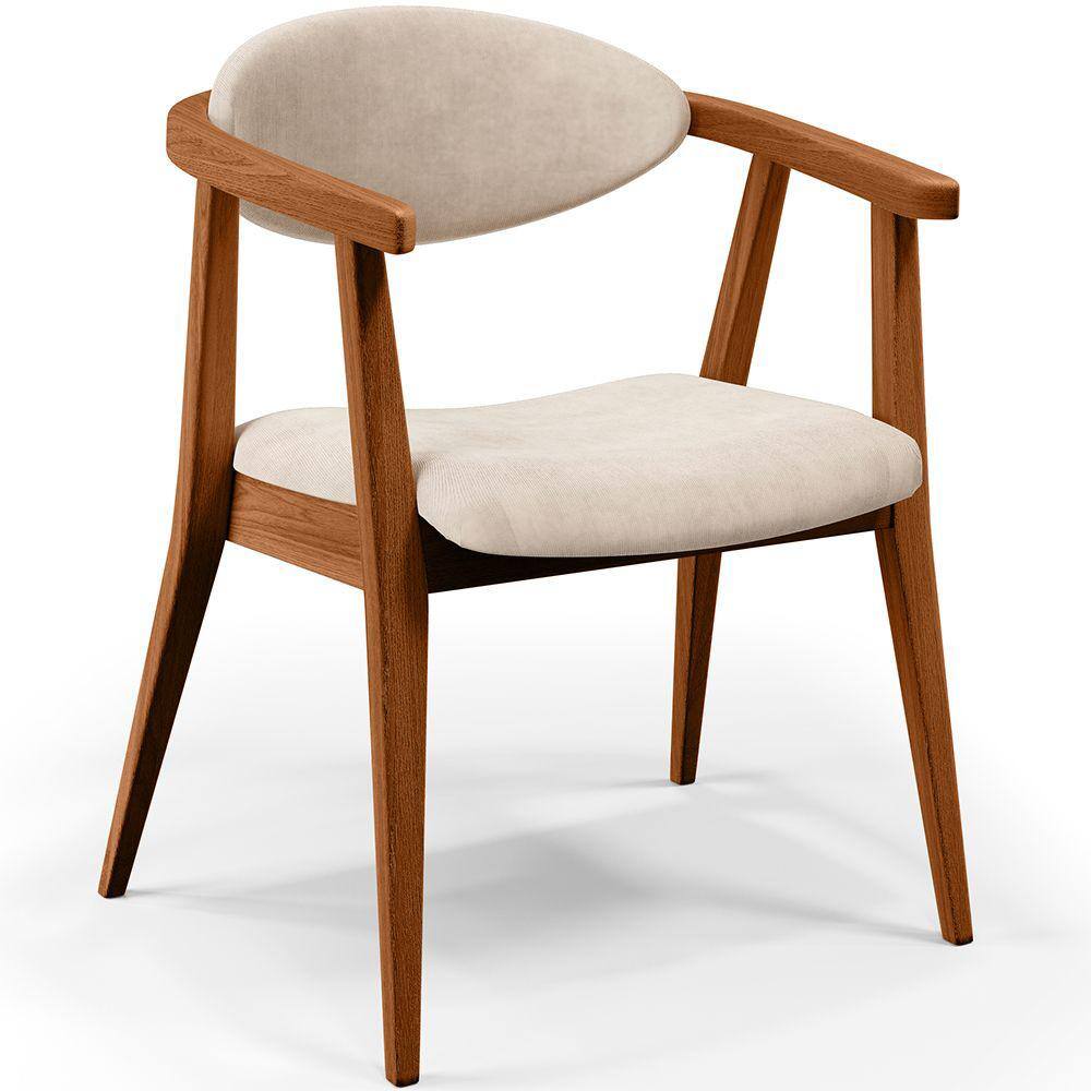 Poltrona Decorativa Para Sala de Estar Jantar Cecília L02 Suede Bege - Lyam Decor
