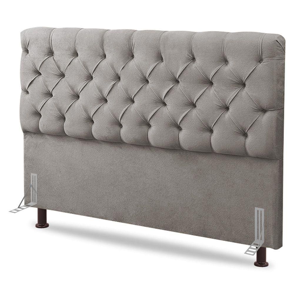Cabeceira Cama Box Solteiro Lylla 90cm Capitonê com Frame Linho Bege - Abmaza