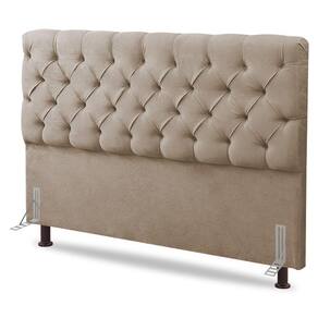 Cabeceira Cama Box Solteiro Lylla 90cm Capitonê com Frame Suede Bege - Abmaza