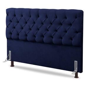 Cabeceira Cama Box Solteiro Lylla 90cm Capitonê com Frame Suede Azul Marinho - Abmaza