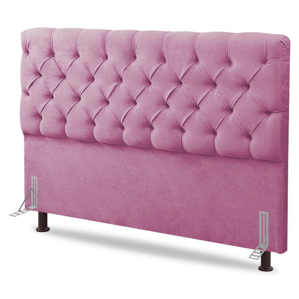 Cabeceira Cama Box Casal Queen Size Lylla 160cm Capitonê com Frame Suede Rosa - Abmaza