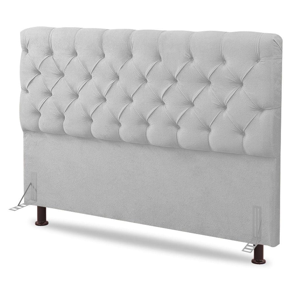 Cabeceira Cama Box Casal Lylla 140cm Capitonê com Frame Sintético Branco - Abmaza
