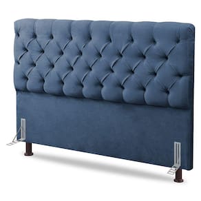 Cabeceira Cama Box Casal King Size Lylla 195cm Capitonê com Frame Linho Azul - Abmaza
