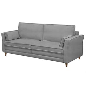 Sofá Living 3 Lugares 200cm Pés Madeira Efraim F05 Veludo Prata - Mpozenato