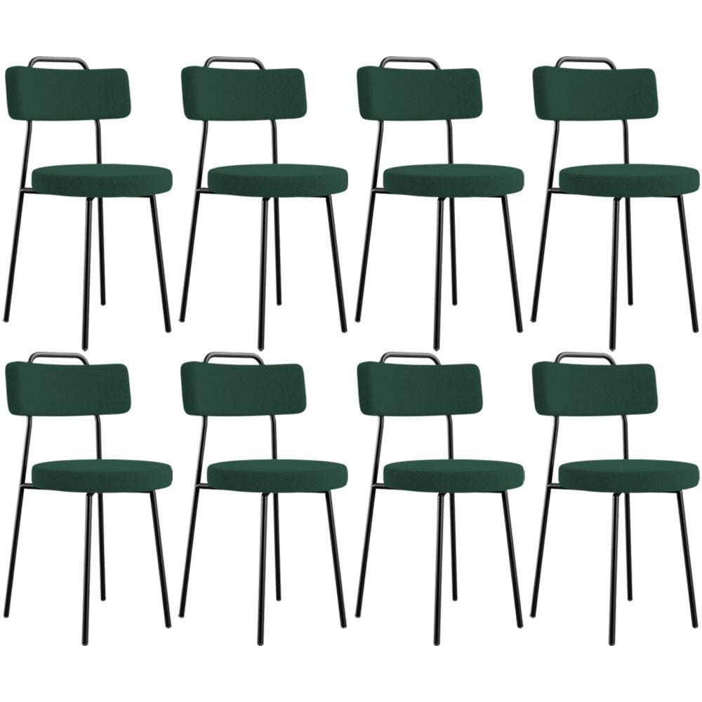 Kit 08 Cadeiras Decorativas Estofada Para Sala De Jantar Barcelona L02 Bouclê Verde - Lyam Decor