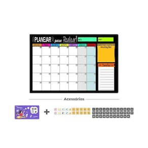 Quadro Lousa Planejador Mensal +55 Imãs + Tecnologia - Rosa