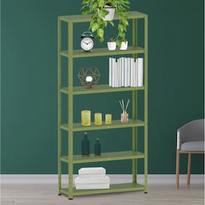 Estante para Livros com Estrutura Metálica 6 Prateleiras Verde Miró