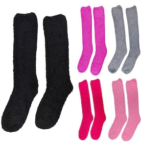Kit 12 Pares Meias Pelúcia Feminino Adulto 3/4 Cano Alto Longa Inverno Proteção Frio Lisa