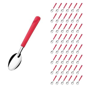 Kit 48 Colheres Vermelho Luna Inox e Plástico Restaurante