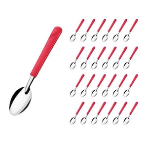 Kit 24 Colheres Vermelho Luna Inox e Plástico Restaurante