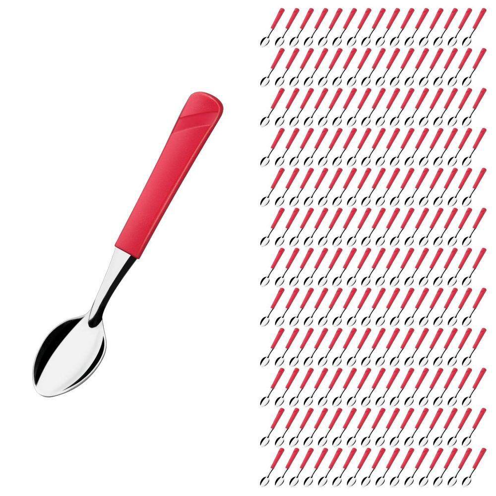 Kit 180 Colher de Chá Vermelho Luna Aço Inox Restaurante