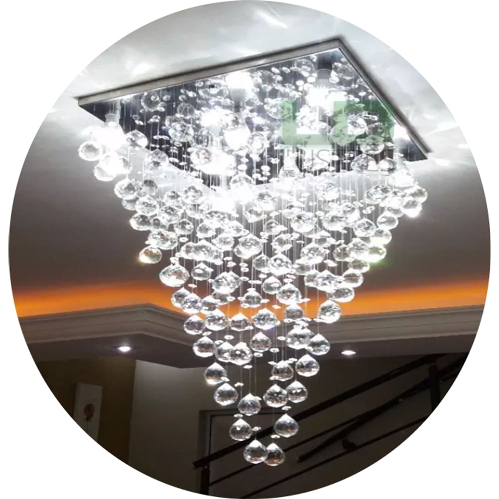 Lustre De Teto Para Sala Com Base De Inox Espelhado 42x42cm