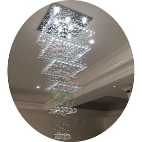 Lustre Moderno De Cristal Com Base De Inox Espelhado 50x50cm