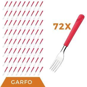 Kit 72 Peças Facas Aço Inox Plástico Vermelho Luna Almoço