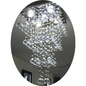 Lustre De Cristal Com 90cm De Altura Base De Inox 38x38cm