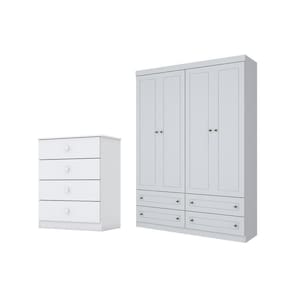 Jogo de Quarto com Guada Roupa Americano e Cômoda Labirinto - FdECOR