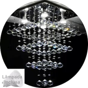 Lustre Torre De Cristal Com Base De Inox Para Hall 38x38cm