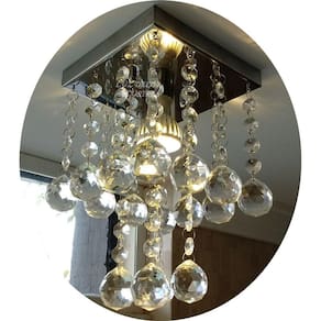 Luminária De Cristais Com Alto Brilho Base De Inox 14x14cm