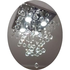 Lustre De Cristais Base De Inox 30X30cm Sala De Jantar/Estar