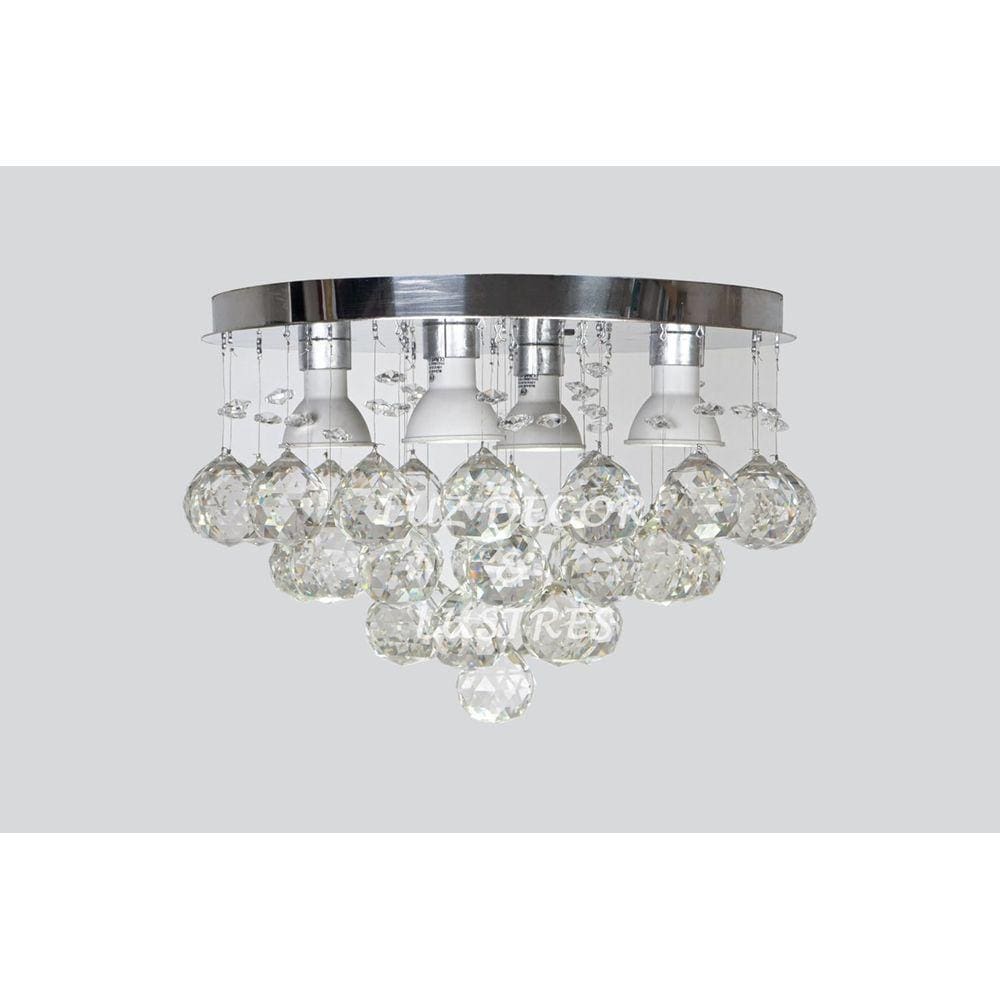Pendente De Cristal Com Base De Inox 30cm Diâmetro