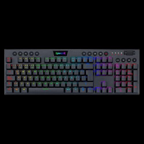 Teclado Redragon Horus FS Wireless K618-RGB-SP Switch Red - Preto