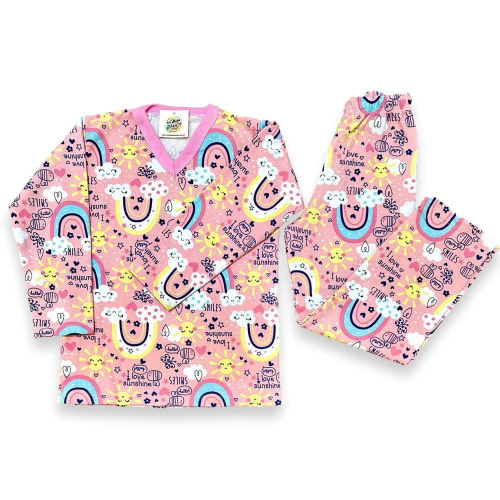 Pijama Infantil Longo Frio Inverno Flanela Feminino 1-8 Anos