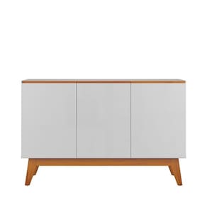 Buffet Ares Lux Três Portas 1.25 Branco/Nature - Tebarrot Móveis